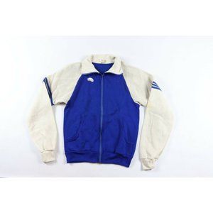 NOS Vintage 70s Soffe Striped Color Block Full Zip Track Jacket Blue USA